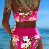 Bikiny s kontrastním květinovým potiskem a rozparkem Aneta
