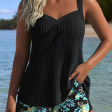 Laluna® | Tankini s pruhovanými dvoudílnými plavkami