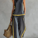 Ursula – Souprava vesta a kalhoty chic-casual s dvoubarevnými detaily