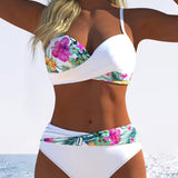 Bikini, top ve stylu braletky, kontrastní potisk