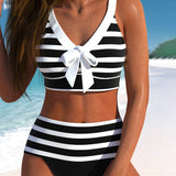 Laluna® | Pruhované bikiny s vysokým pasem