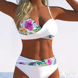 Bikini, top ve stylu braletky, kontrastní potisk