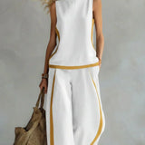 Ursula – Souprava vesta a kalhoty chic-casual s dvoubarevnými detaily