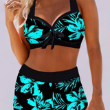 Šárka – Bikini com cintura subida e padrão floral