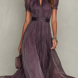 Karolína – Halter maxi šaty s květinovým vzorem a elegantním řasením