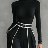 Emma | Elegantní set s vysokým límcem a širokými kalhotami
