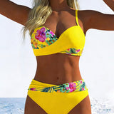 Bikini, top ve stylu braletky, kontrastní potisk