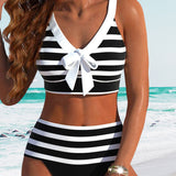 Laluna® | Pruhované bikiny s vysokým pasem