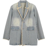 Hélène | Vintage oversized blazer s nezačištěnými okraji